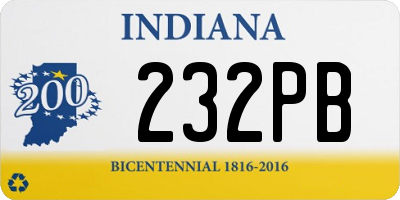 IN license plate 232PB