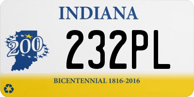 IN license plate 232PL