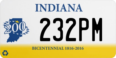 IN license plate 232PM