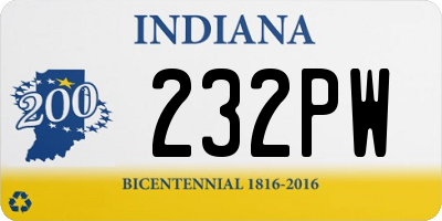 IN license plate 232PW