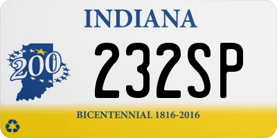 IN license plate 232SP