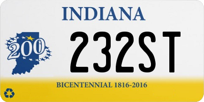 IN license plate 232ST