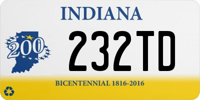 IN license plate 232TD