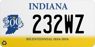 IN license plate 232WZ