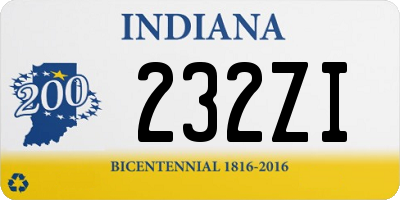 IN license plate 232ZI