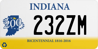 IN license plate 232ZM