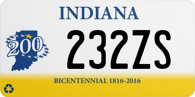 IN license plate 232ZS