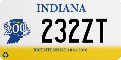 IN license plate 232ZT