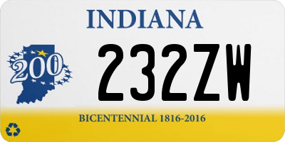 IN license plate 232ZW