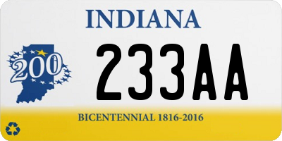 IN license plate 233AA