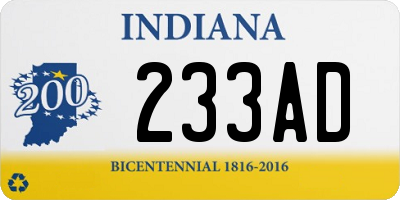 IN license plate 233AD