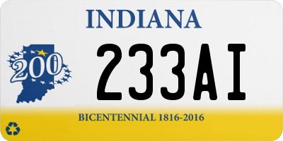 IN license plate 233AI