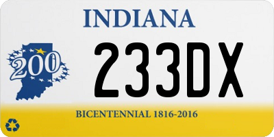 IN license plate 233DX