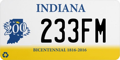 IN license plate 233FM