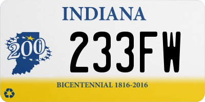 IN license plate 233FW