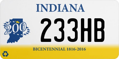 IN license plate 233HB