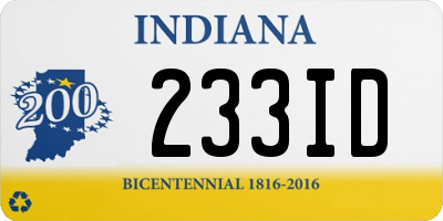 IN license plate 233ID