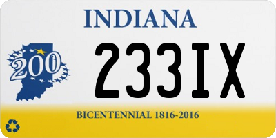 IN license plate 233IX