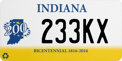 IN license plate 233KX