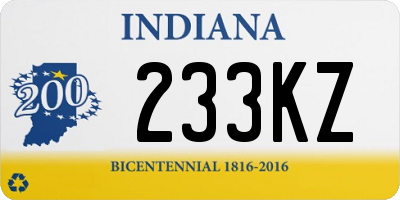 IN license plate 233KZ