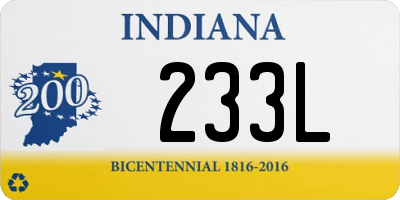 IN license plate 233L
