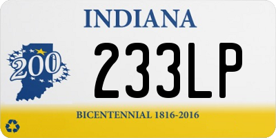 IN license plate 233LP