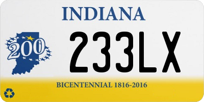 IN license plate 233LX