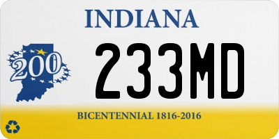 IN license plate 233MD