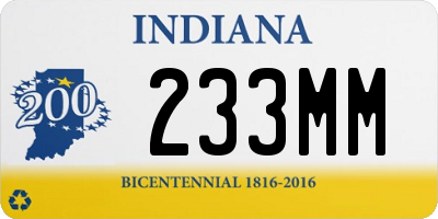IN license plate 233MM