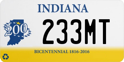 IN license plate 233MT