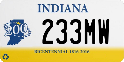 IN license plate 233MW