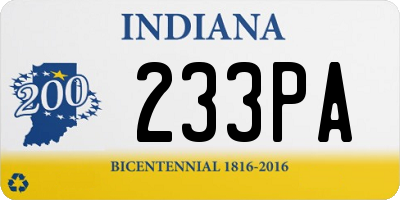 IN license plate 233PA
