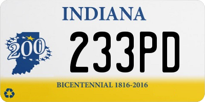 IN license plate 233PD