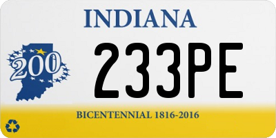 IN license plate 233PE