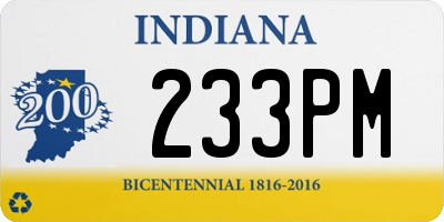 IN license plate 233PM