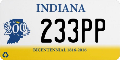 IN license plate 233PP