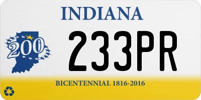 IN license plate 233PR