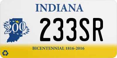 IN license plate 233SR