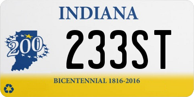 IN license plate 233ST