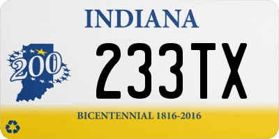 IN license plate 233TX