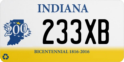 IN license plate 233XB