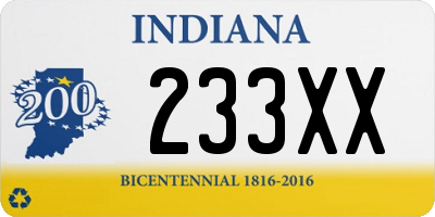 IN license plate 233XX