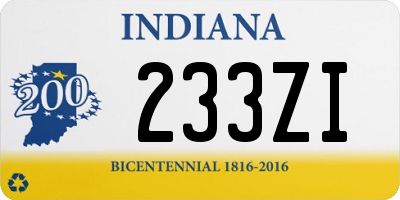 IN license plate 233ZI