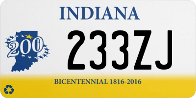 IN license plate 233ZJ