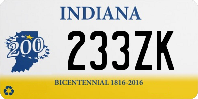 IN license plate 233ZK