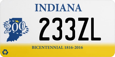 IN license plate 233ZL