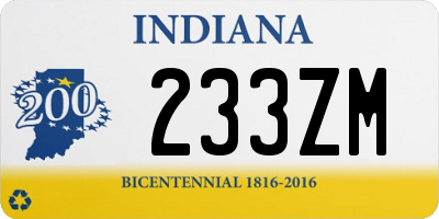 IN license plate 233ZM