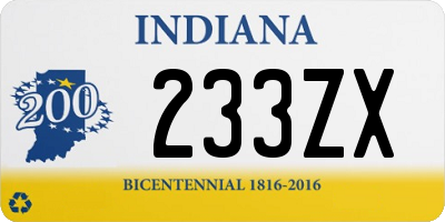 IN license plate 233ZX