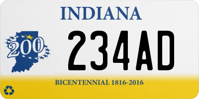 IN license plate 234AD