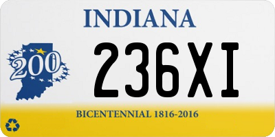 IN license plate 236XI